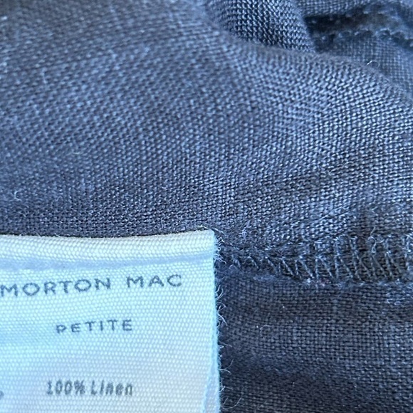 Morton Mac Black Linen Pleated Peplum Lotte Long Sleeve Shirt Dress OS - Picture 13 of 16